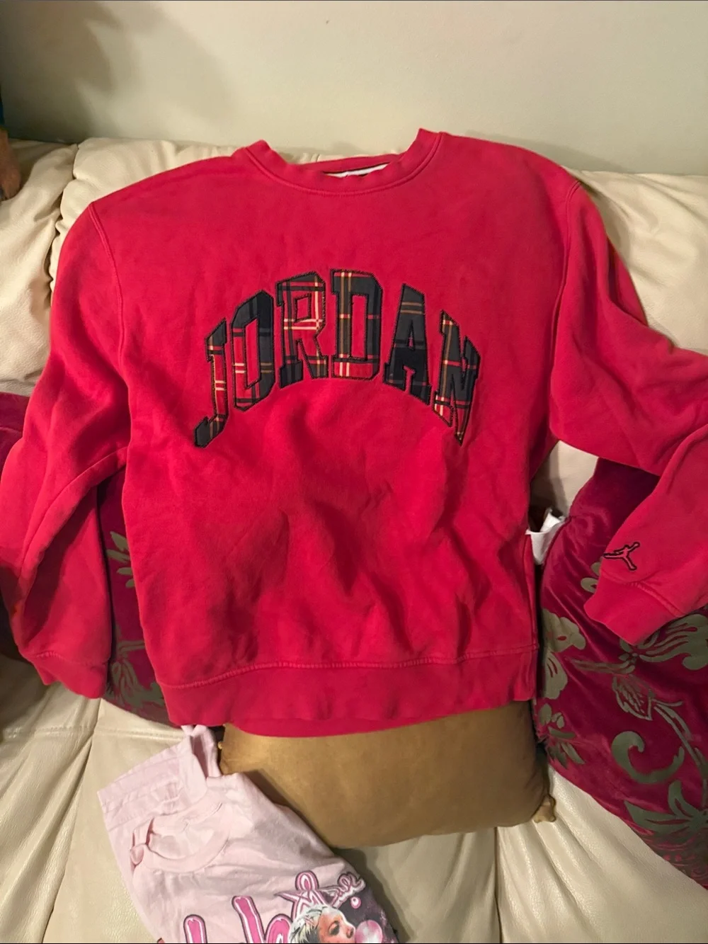 Jordan Brand Red Plaid Holiday Sweatshirt Size S